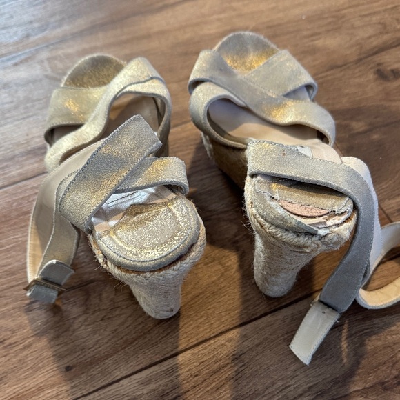 Jimmy Choo Gold Espadrille Wedges - Picture 2 of 3